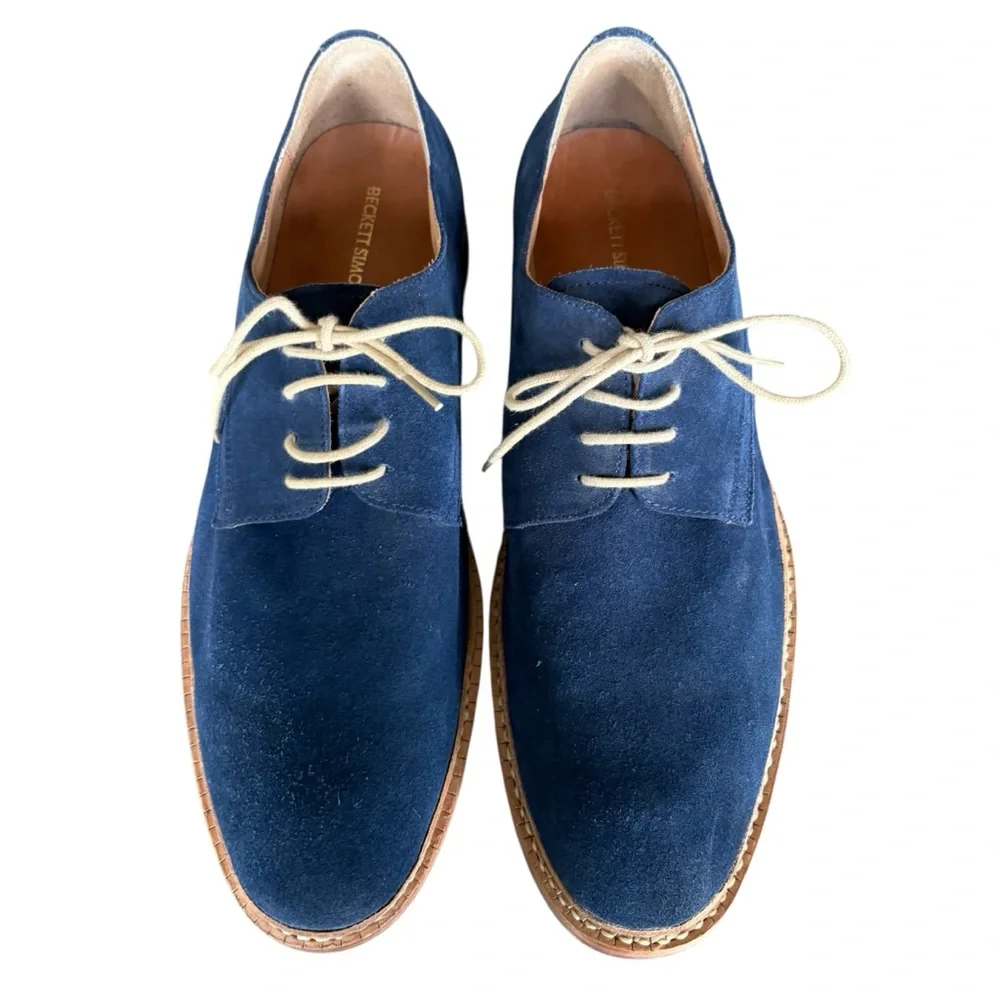 Beckett Simonon Blue Suede Derby Shoes | Lug Sole | Size 12 | Good Condition - Picture 2 of 13
